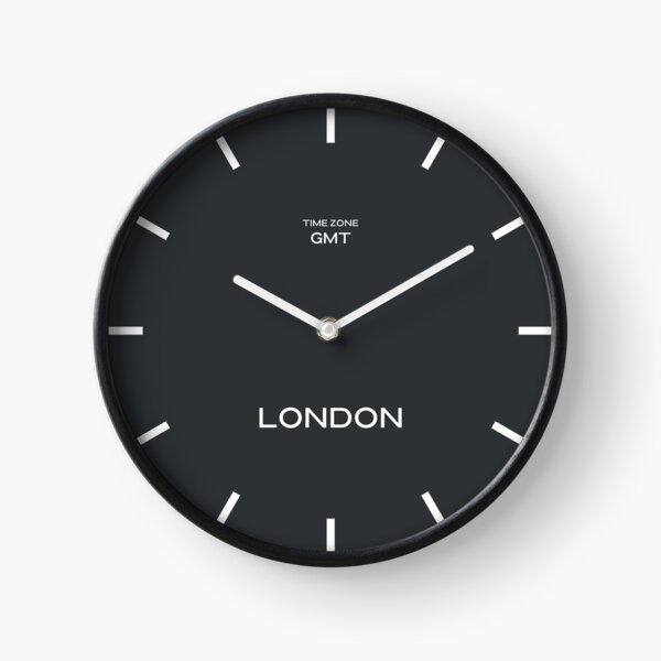 Item preview, Reloj de pared mundial con zona horaria GMT de Londres-Phantom Black designed and sold by Andrew0506.