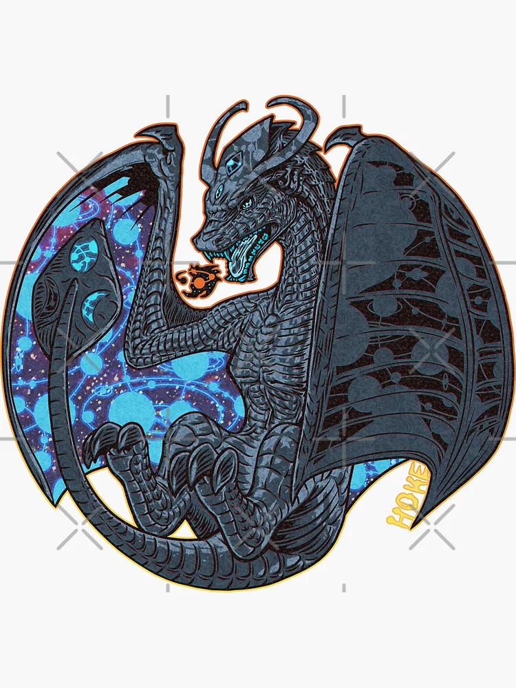 Aperçu 3 sur 3. Sticker avec l'œuvre Orbe du dragon de l'espace créée et vendue par RHokeArt.