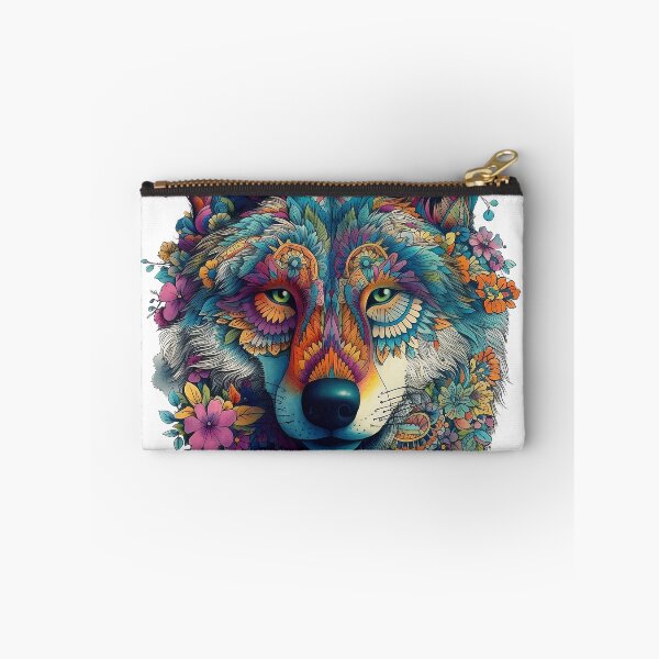 Artikelvorschau, bunter Wolf mit Blumen entworfen und verkauft von adigitaldreamer.