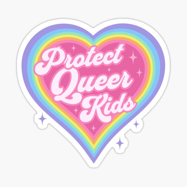 Aperçu de l'œuvre Protégez les enfants queer rétro arc-en-ciel coeur LGBTQ Kawaii mignon Gay Pride créée et vendue par PUFFYP.