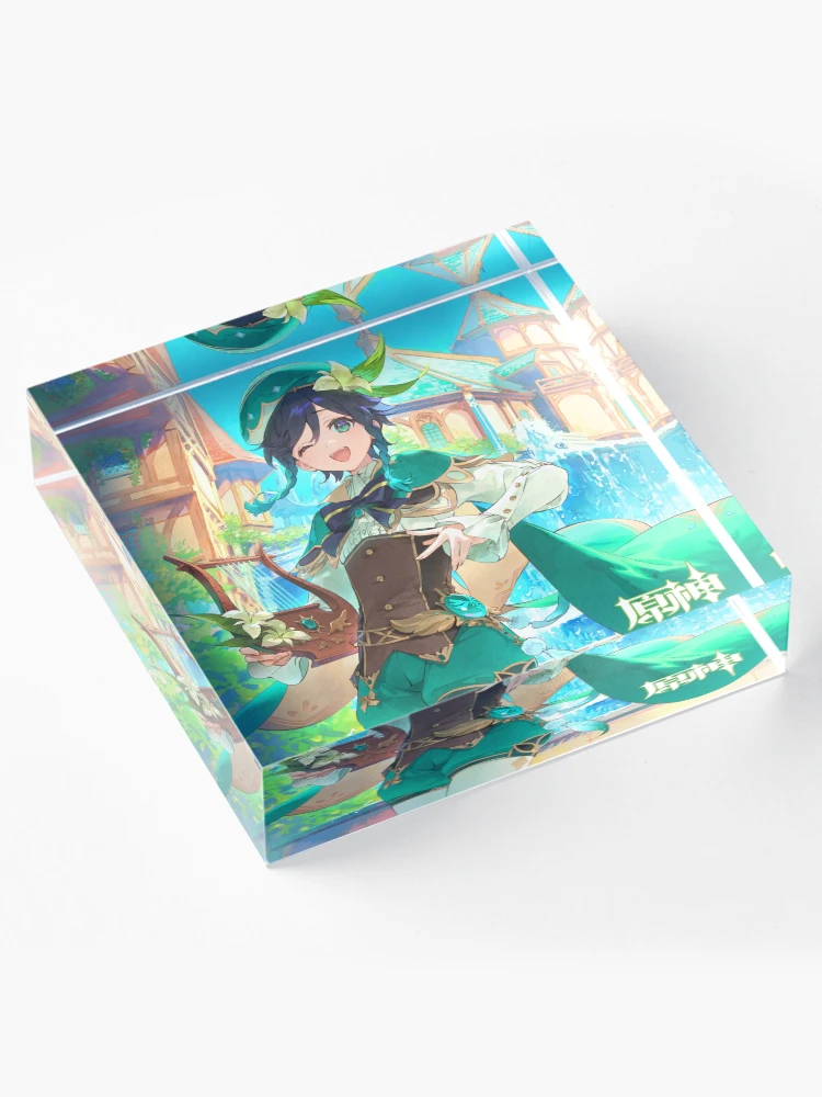 Imagen 4 de 5, Bloque acrílico con la obra Genshin Impact - Arte oficial de cumpleaños de Venti 2023, diseñada y vendida por Krimsy.