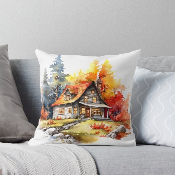 Artikelvorschau, Cozy Autumn Cottage Clipart, Herbst Rückzug, herbstliche Behausung, rustikale Gemütlichkeit, Ernte Haus, saisonale Komfort, warme Rückzug entworfen und verkauft von CoolorPaint.