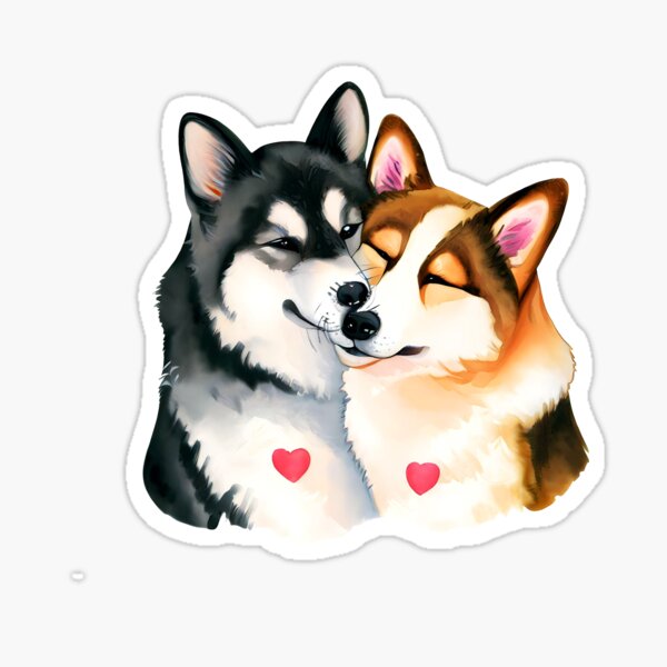 Aperçu de l'œuvre Couple de chiens créée et vendue par GiftsForCouples.