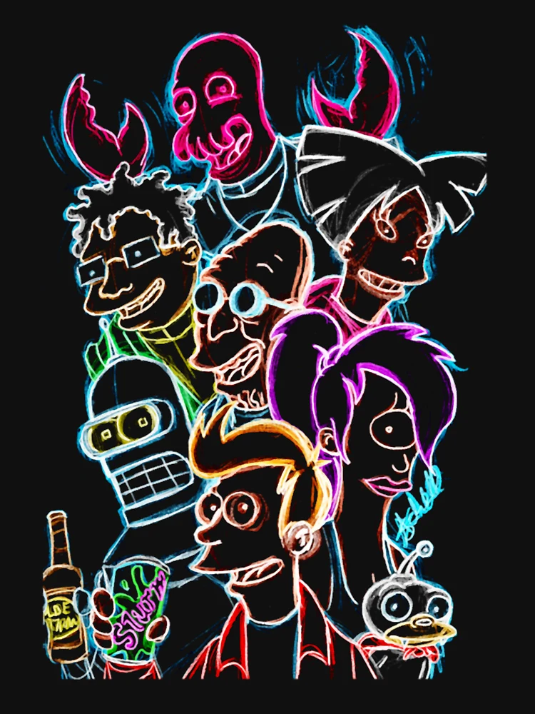 Thumbnail 7 of 7, Classic T-Shirt, Graphic Futu Cartoons Characters designed and sold by ainitdolop.