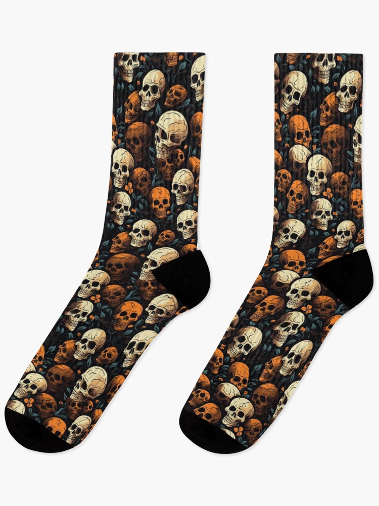 Thumbnail 1 of 5, Socks, Whimsical Skull Pattern designed and sold by catalystplanet.