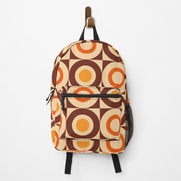 Aperçu de l'œuvre Design géométrique de style vintage rétro des années 70 marron orange jaune et beige créée et vendue par tonymagnerart.