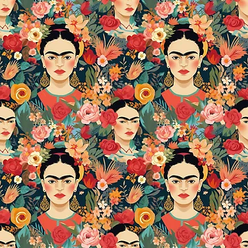 Artwork thumbnail, Floral Frida Kahlo by bigmoments