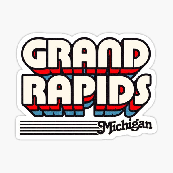 Aperçu de l'œuvre Grand Rapids, Michigan | Rayures rétro créée et vendue par retroready.