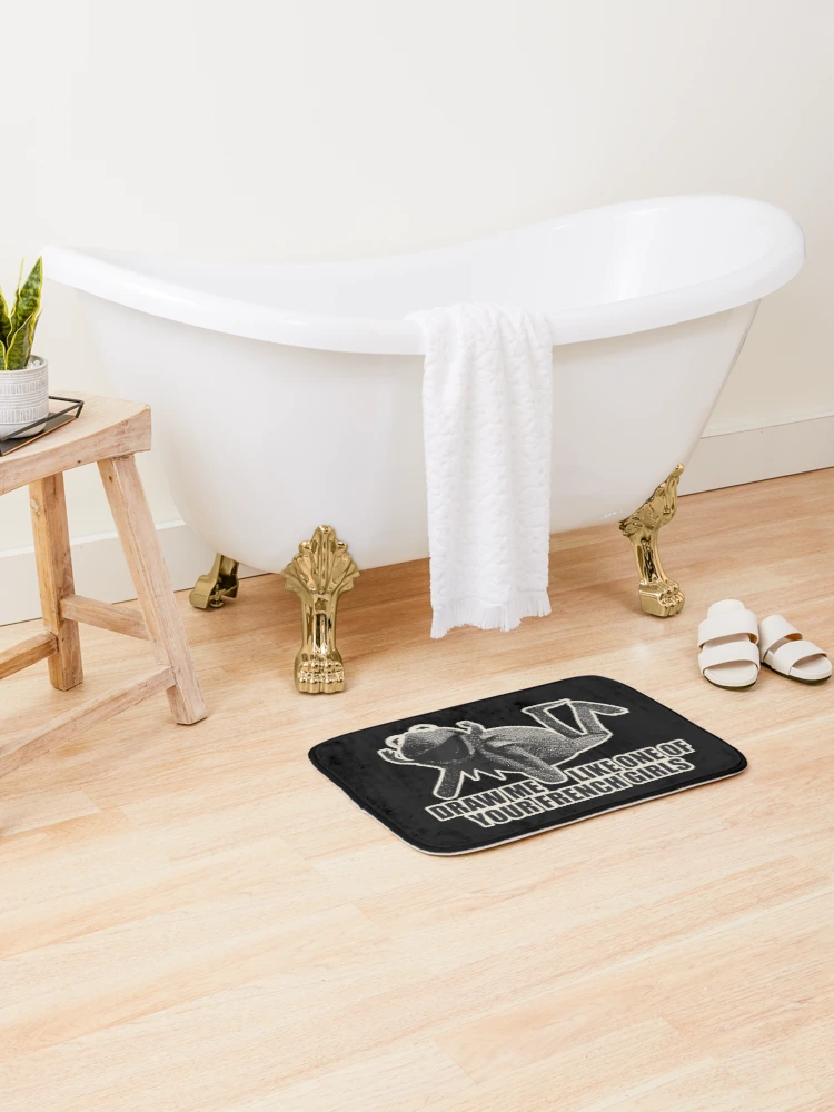 Thumbnail 2 of 6, Bath Mat, Kermit meme designed and sold by RetroPandora.