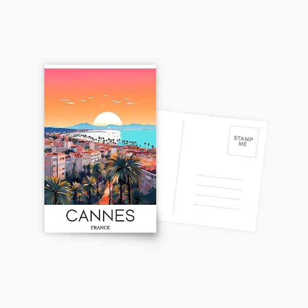 Aperçu de l'œuvre Une affiche de voyage Pop Art de Cannes - France créée et vendue par StudioRedKoala.
