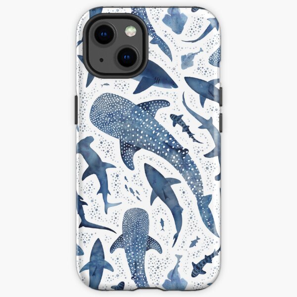 Item preview, Océano de tiburón acuarela azul monocromo sobre blanco designed and sold by adenaJ.