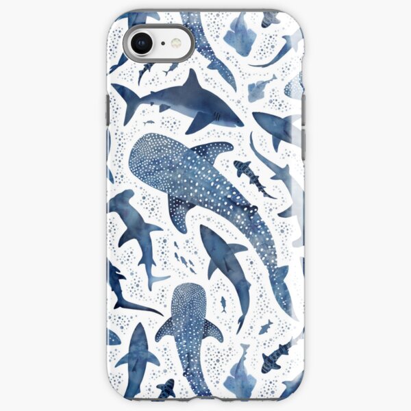 Item preview, Océano de tiburón acuarela azul monocromo sobre blanco designed and sold by adenaJ.