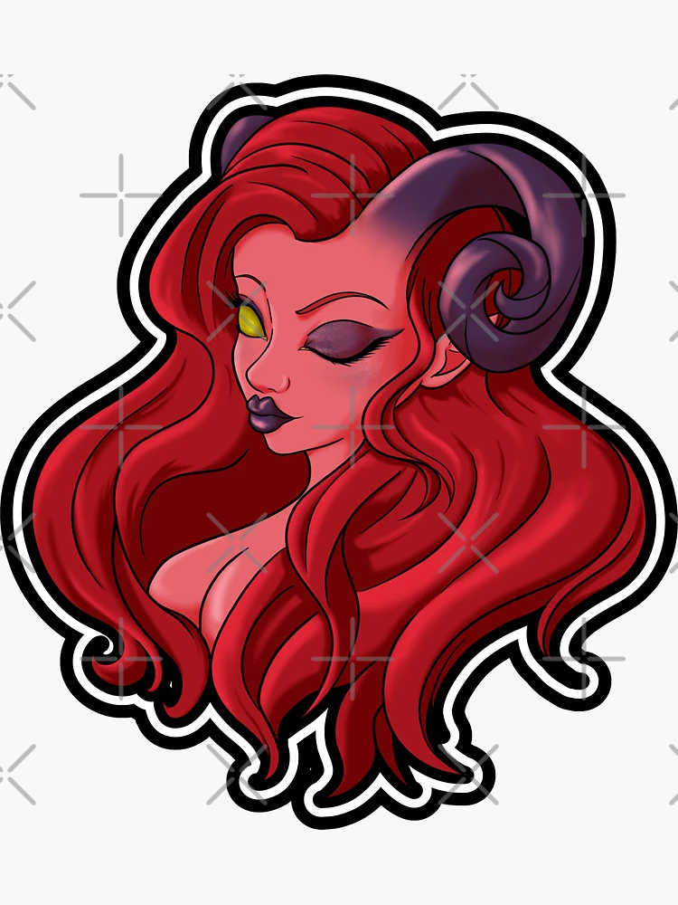 Thumbnail 3 of 3, Sticker, Tiefling Wink designed and sold by ThreadRose.