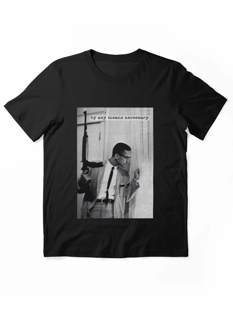 Imagen 1 de 7, Camiseta esencial con la obra Malcolm por cualquier medio necesario, diseñada y vendida por LORDAMPIERA.
