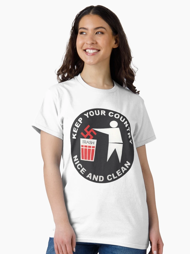 Imagen 3 de 7, Camiseta clásica con la obra Mantenga limpio su país: antinazi., diseñada y vendida por luonngongg.
