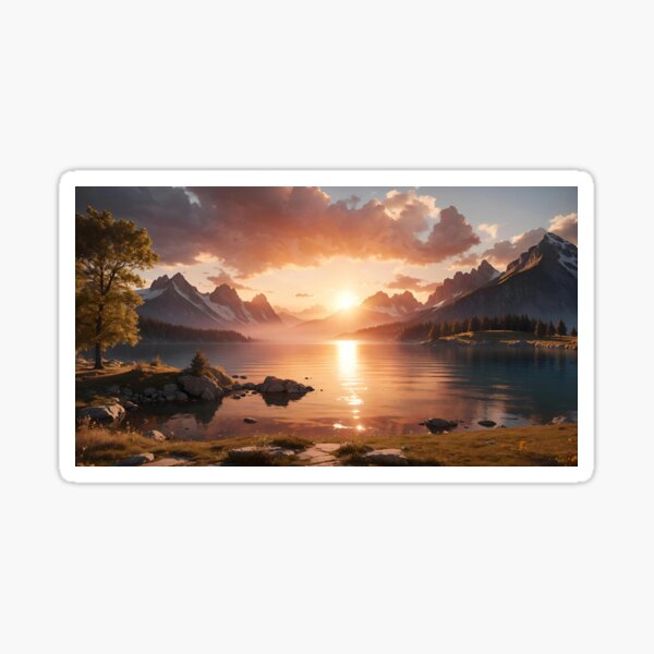 Item preview, Idyllic lake sunset designed and sold by yearningcycle.