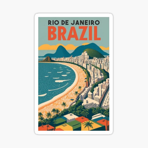 Artikelvorschau, Ein Vintage-Reiseplakat von Copacabana – Rio de Janeiro – Brasilien entworfen und verkauft von GoodOldVintage.