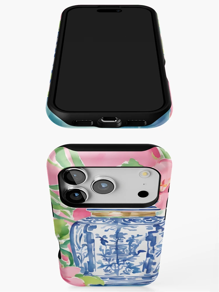 Thumbnail 3 of 4, iPhone Case, Chinoiserie jar and pink lilies designed and sold by SophieClimaArt.