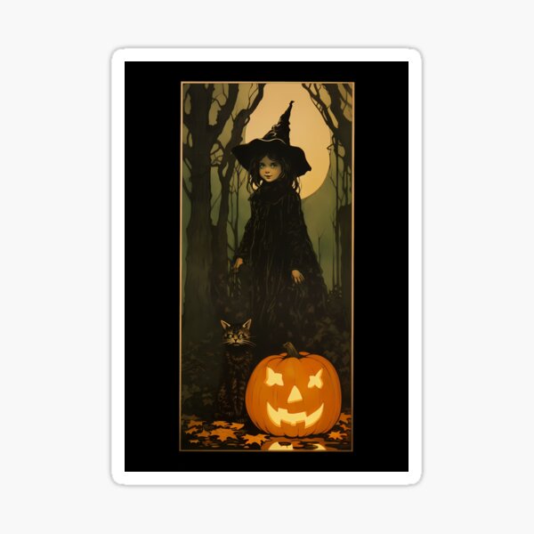 Aperçu de l'œuvre Samhain vintage, une douce petite sorcière créée et vendue par TempleCatWear.
