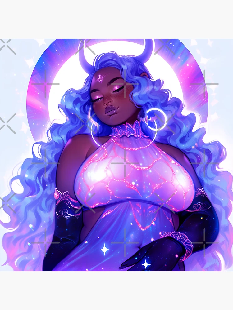 Aperçu 3 sur 3. Sticker avec l'œuvre Belle Fille Anime Violette Brillante créée et vendue par bubblegoth.