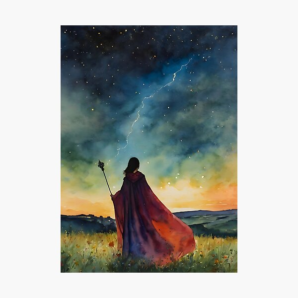 Aperçu de l'œuvre Puissance ~ Une sorcière avec des harnais de baguette sceptre éclaircissant - Décor de salle de sorcière Pleine Lune Déesse lunaire Conte de fées Sorcellerie Cottagecore créée et vendue par Lyra The Lavender Witch.