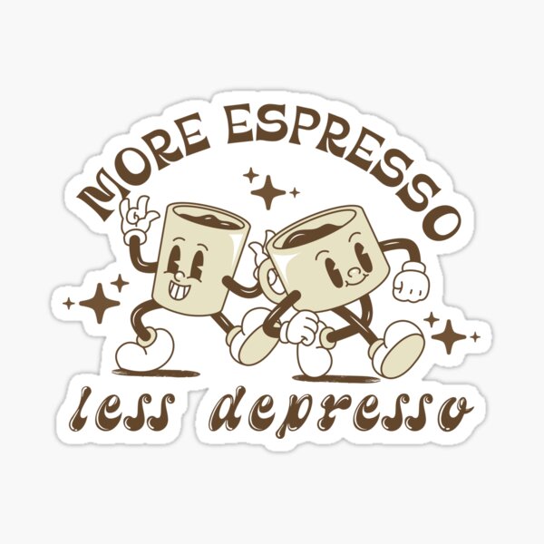 Aperçu de l'œuvre Plus d'espresso, moins de dépresso, amateurs de café rétro créée et vendue par onthemovedesign.