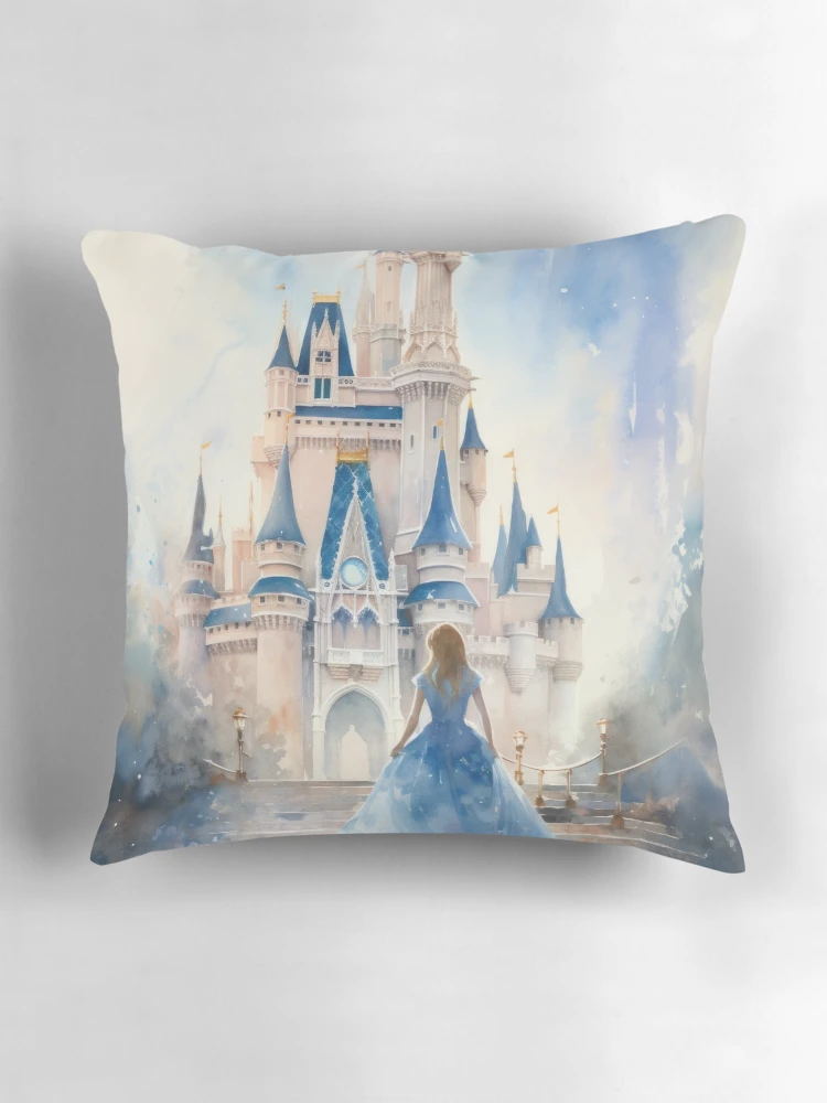 Thumbnail 3 of 4, Pillow, Magic Castle Watercolor designed and sold by lostinpixels.