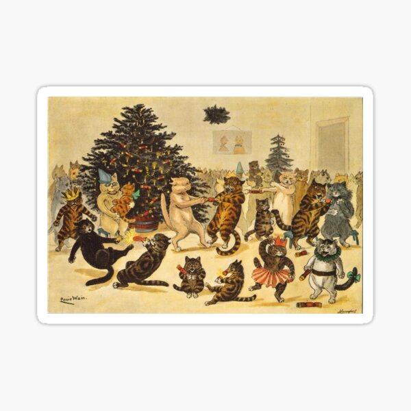 Item preview, Louis Wain - Gatos de fiesta navideña, Navidad vintage para amantes de los gatos designed and sold by forgottenbeauty.