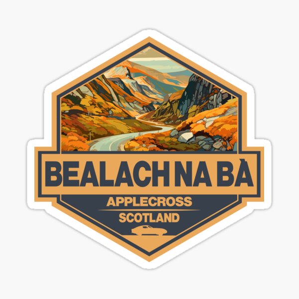 Aperçu de l'œuvre Badge d'art de voyage Bealach na Bà en Écosse créée et vendue par KrisSidDesigns.