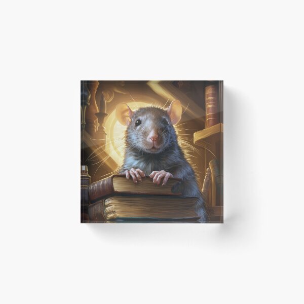 Aperçu de l'œuvre rat mignon avec des livres, rat de livre créée et vendue par WallyPink.