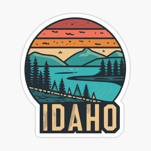 Item preview, Idaho - Puesta de sol vintage - Ilustración colorida designed and sold by Amazing States of America.