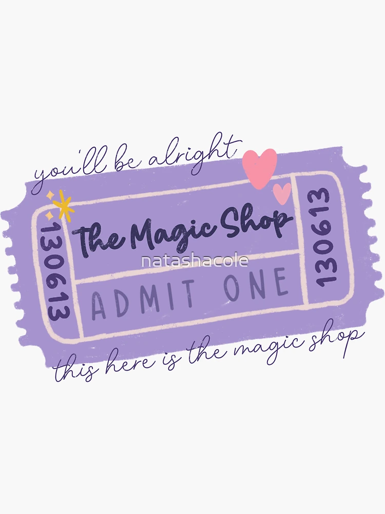 Aperçu 3 sur 3. Sticker avec l'œuvre Billet Boutique Magique créée et vendue par natashacole.