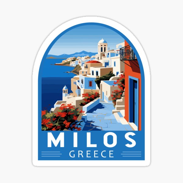 Item preview, Milos Greece Travel Art Emblem designed and sold by KrisSidDesigns.