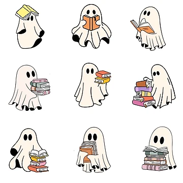 Aperçu de l'œuvre Feuille de lecture Fantôme Fantômes mignons Pack de lecture Ensemble de livres Spooky Book Lovers Idées cadeaux de StickyBook