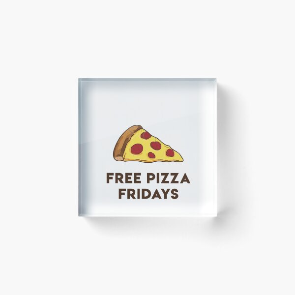 Aperçu de l'œuvre Vendredis de pizza gratuits (texte noir) créée et vendue par Forever Young Adult.