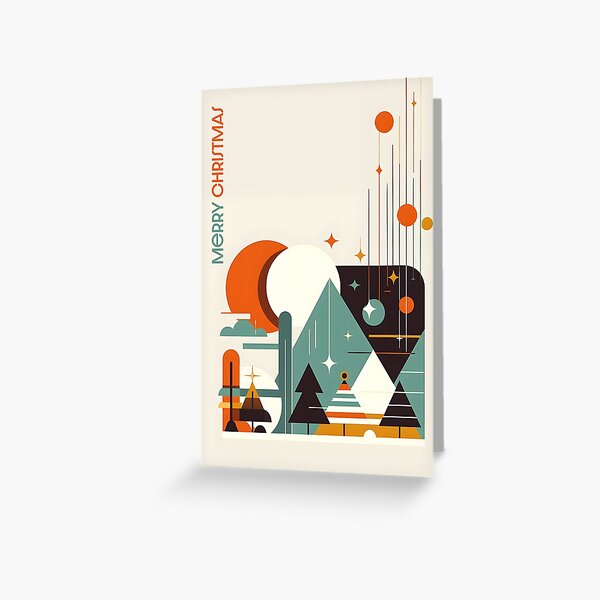 Item preview, Mid Century Modern design minimalistic Christmas pine tree and reindeer cards designed and sold by ArtisticImpact.