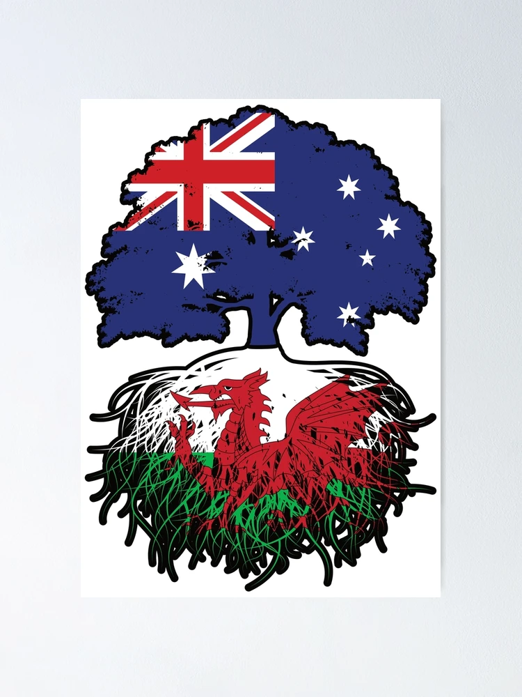 Thumbnail 1 of 3, Poster, Wales Welsh Australian Australia Tree Roots Flag designed and sold by FlagX.
