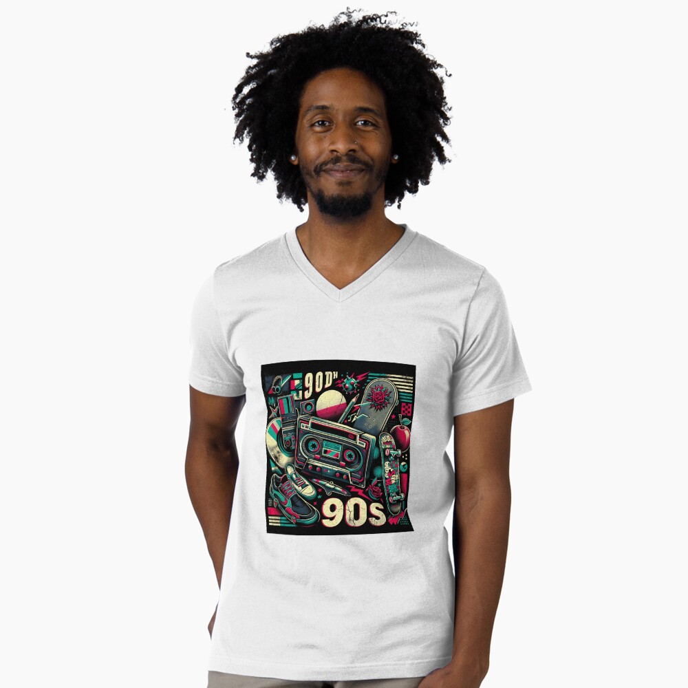 Vista previa del artículo con la obra «Camiseta de cuello en V», diseñado y vendido por The-Library.