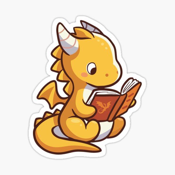 Aperçu de l'œuvre Andarna lisant un livre Dragon d'or mignon de la quatrième aile Kindle créée et vendue par treewitheyes.