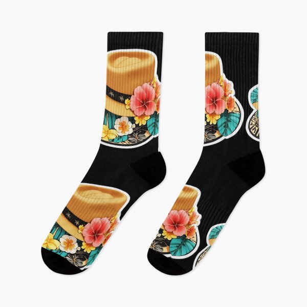 Artikelvorschau, Retro Fedora Hut mit Hawaii Orchideen Strand Outfit entworfen und verkauft von NautiChic.