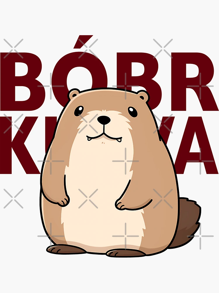 Thumbnail 3 of 3, Sticker, Bobr Meme - Cute Funny Beaver designed and sold by SeraphineArts.