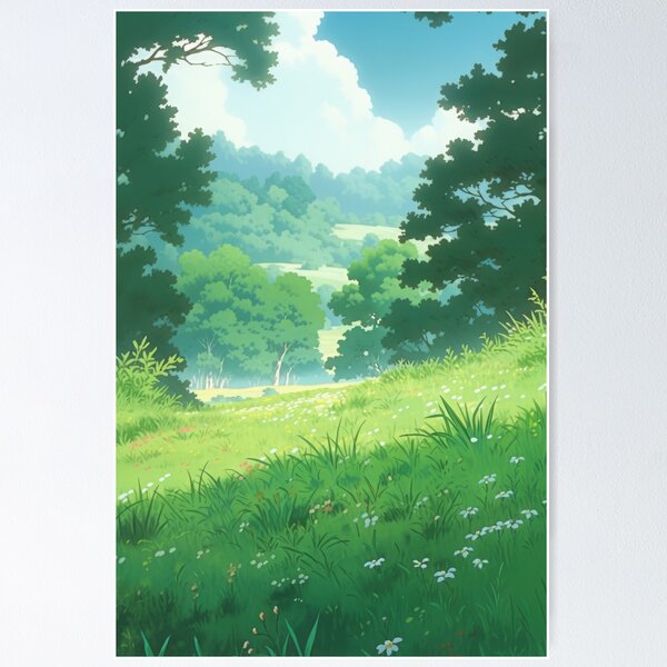 Item preview, Paisaje del bosque anime retro de los 80 designed and sold by Animania-AnimeS.