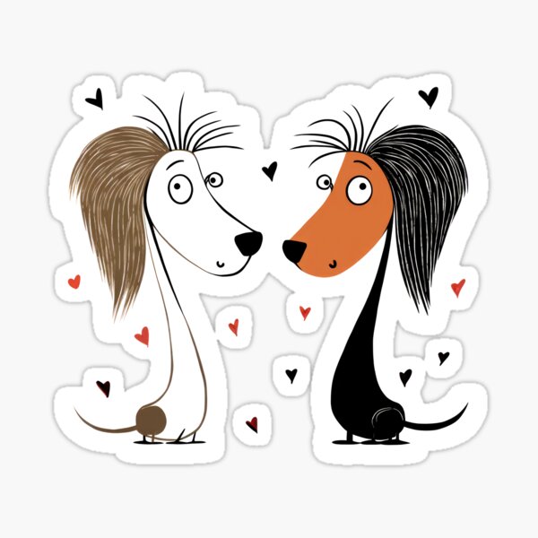 Aperçu de l'œuvre Chiens amoureux coeurs créée et vendue par MagicColorPrint.