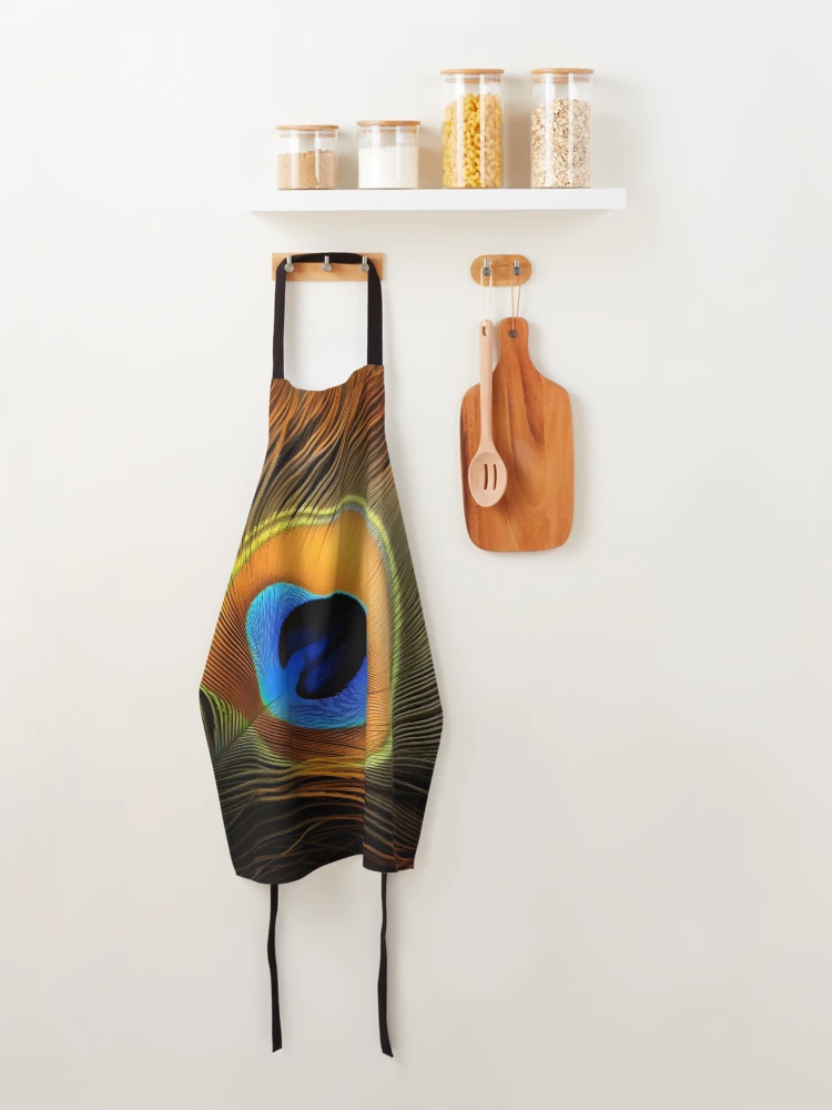 Thumbnail 4 of 6, Apron, colorful peacock feather print designed and sold by dcrc.