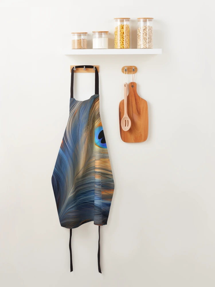Thumbnail 4 of 6, Apron, colorful peacock feather print designed and sold by dcrc.
