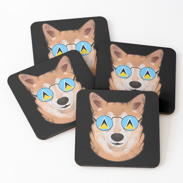 Item preview, Vintage Patriotic Shiba Inu Saint Lucian Flag designed and sold by feether-store.