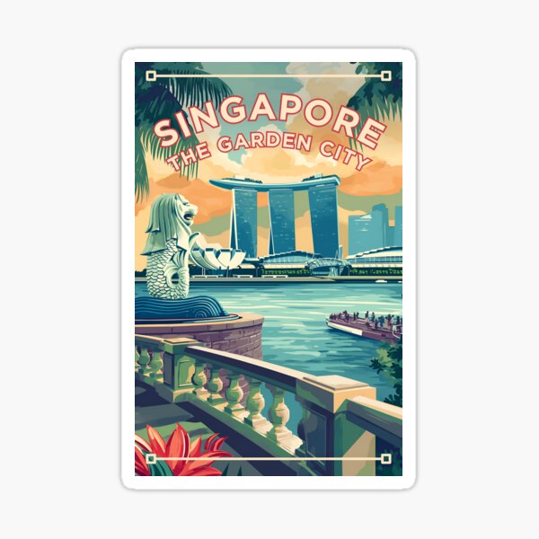 Aperçu de l'œuvre SINGAPOUR | Affiche de voyage dans le monde de style rétro créée et vendue par wallflowerfolio.