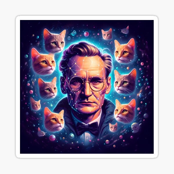 Item preview, Erwin Schrodinger enredado en gatos designed and sold by AI-ArtOfScience.