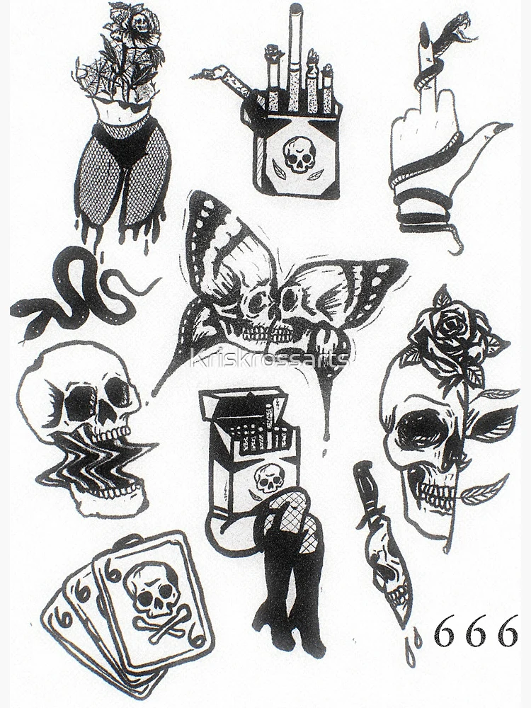 Aperçu 2 sur 2. Impression rigide avec l'œuvre Flash de tatouage créée et vendue par Kriskrossarts.