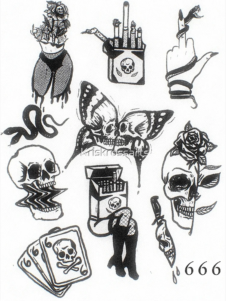 Aperçu 3 sur 3. Poster avec l'œuvre Flash de tatouage créée et vendue par Kriskrossarts.
